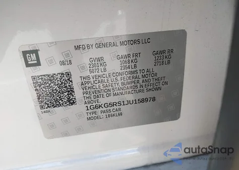 2018 Cadillac Ct6 Premium Luxury from USA, damaged, VIN 1G6KG5RS1JU158978